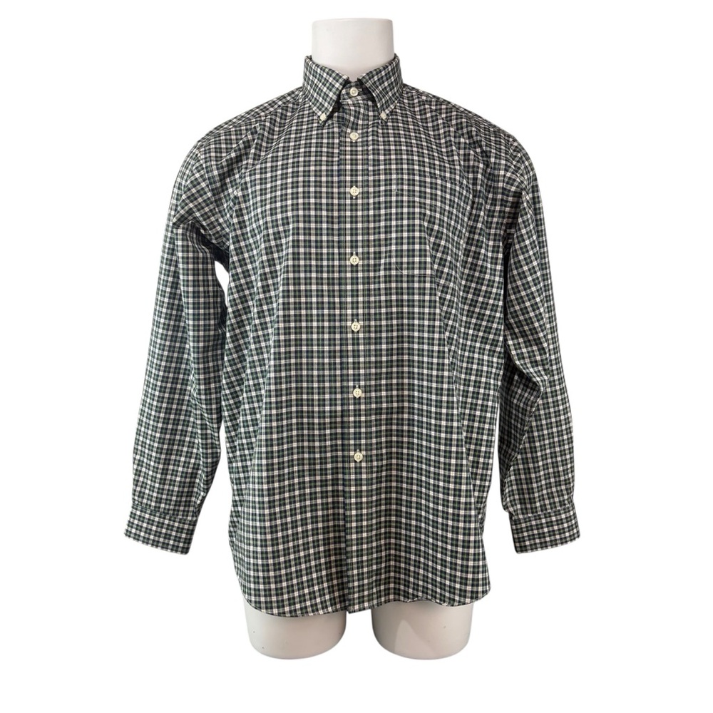 LL Bean Mens Wrinkle and Stain Resistant Long Sleeve Button Plaid Large (844)